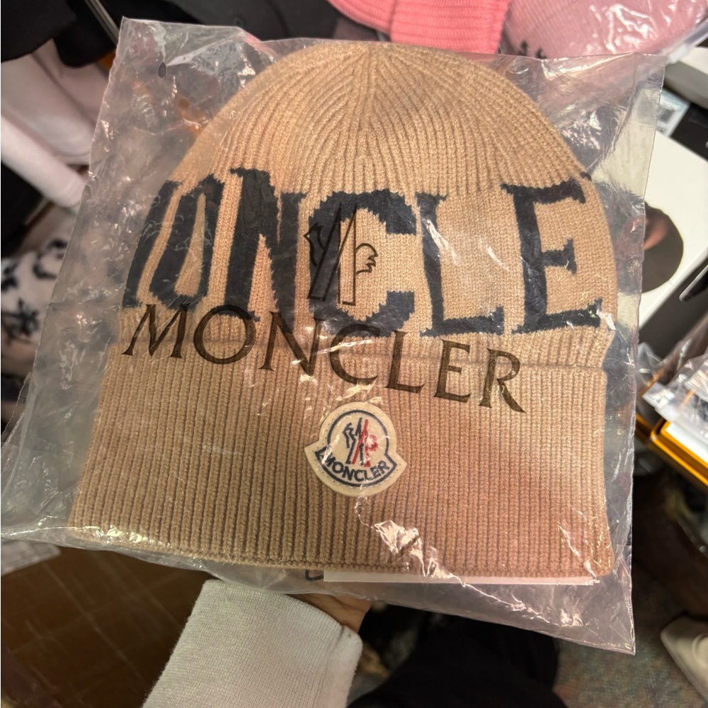 Moncler Beige Knit Beanie